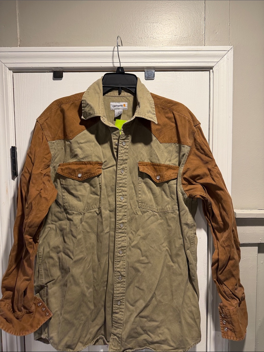 Carhartt Men's Two-Tone Tan & Brown Lightweight Work Shirt Jacket